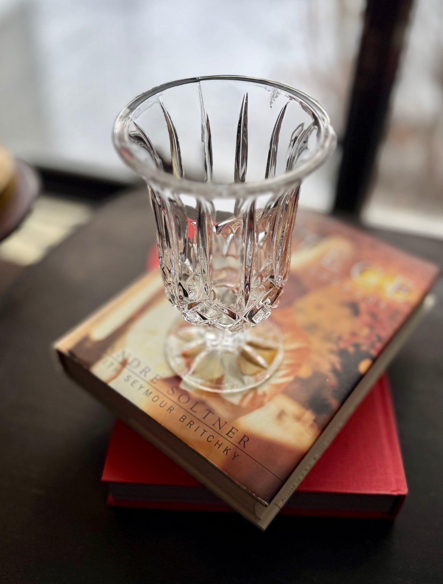 Deplumb Lead Crystal Footed Hurricane Candle holder 7"