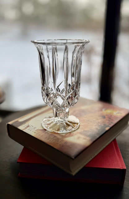 Deplumb Lead Crystal Footed Hurricane Candle holder 7"