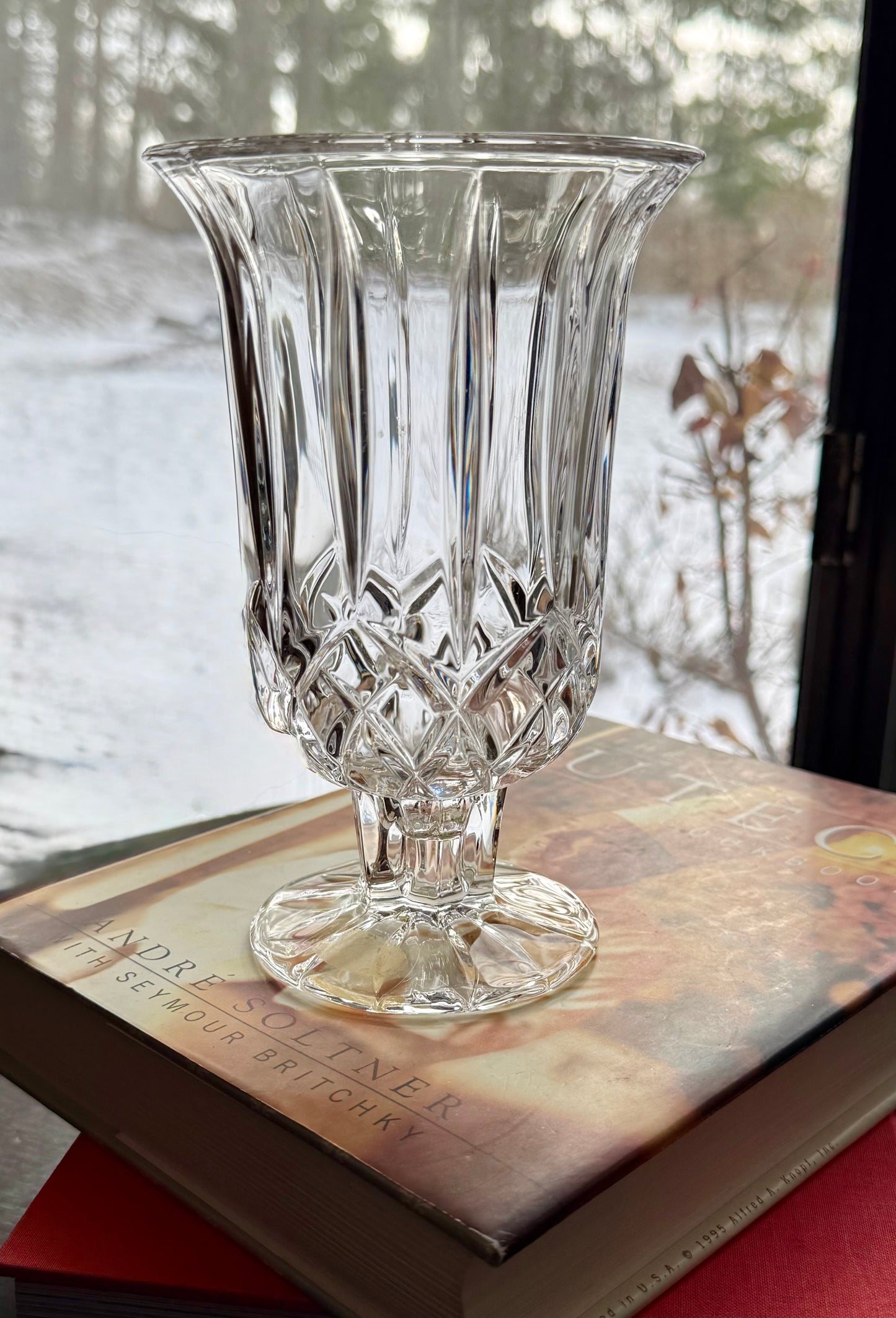Deplumb Lead Crystal Footed Hurricane Candle holder 7"