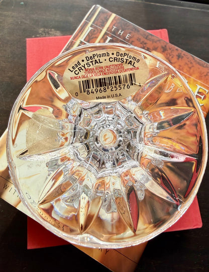 Deplumb Lead Crystal Footed Hurricane Candle holder 7"