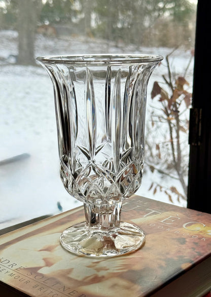 Deplumb Lead Crystal Footed Hurricane Candle holder 7"