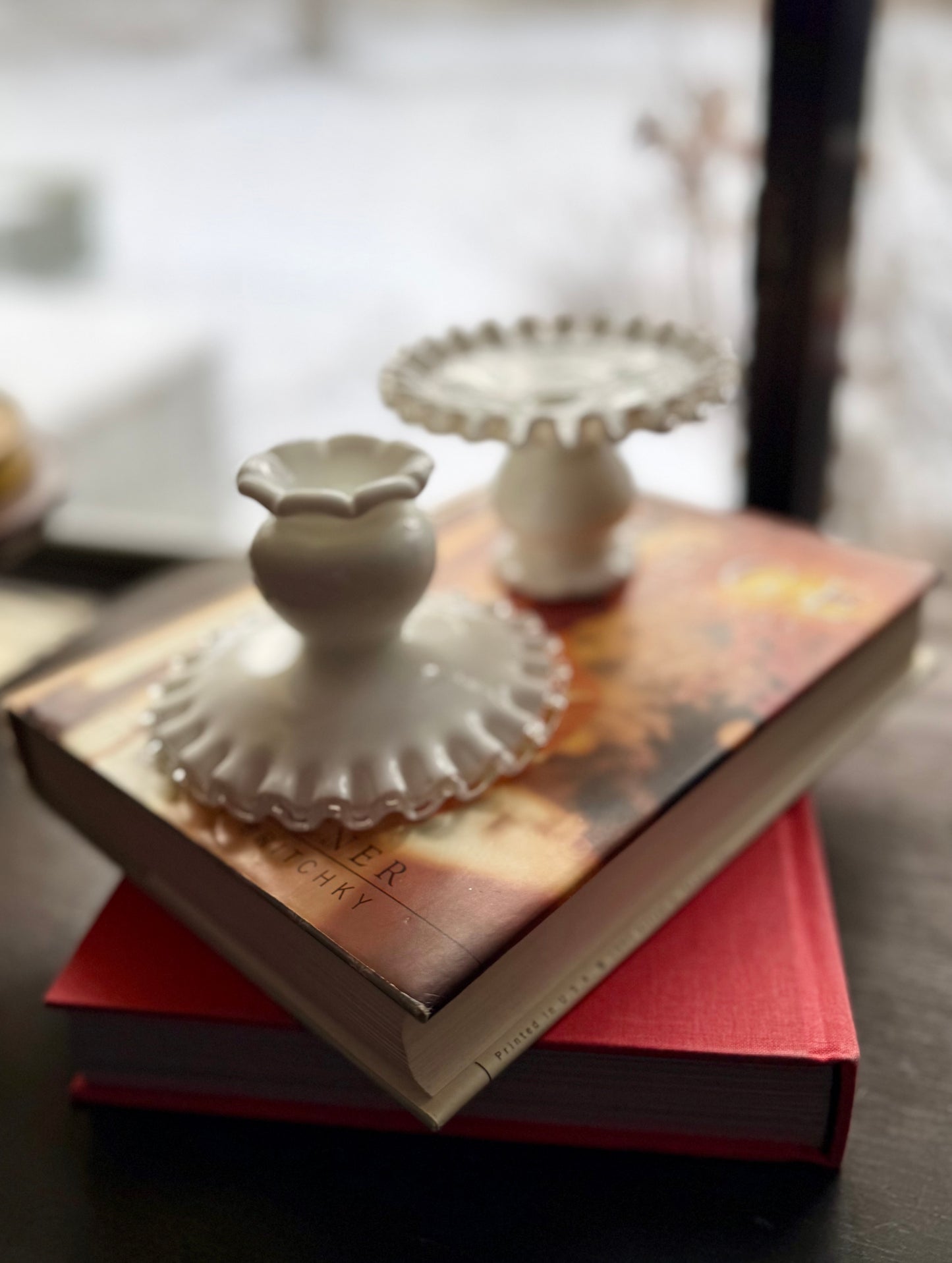 PAIR Fenton Silver Crest candle holders