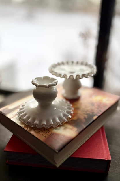 PAIR Fenton Silver Crest candle holders