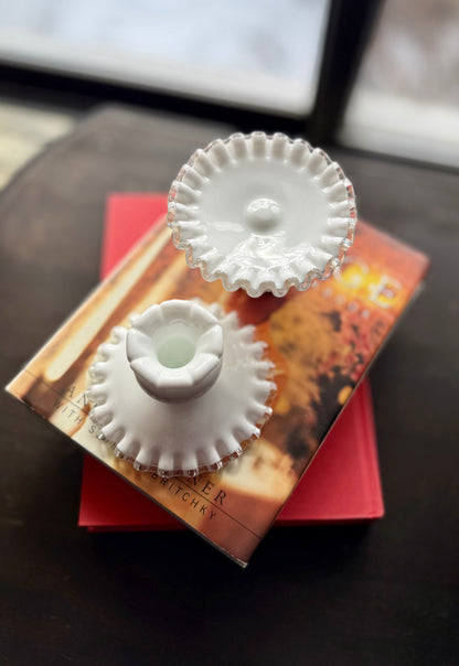 PAIR Fenton Silver Crest candle holders