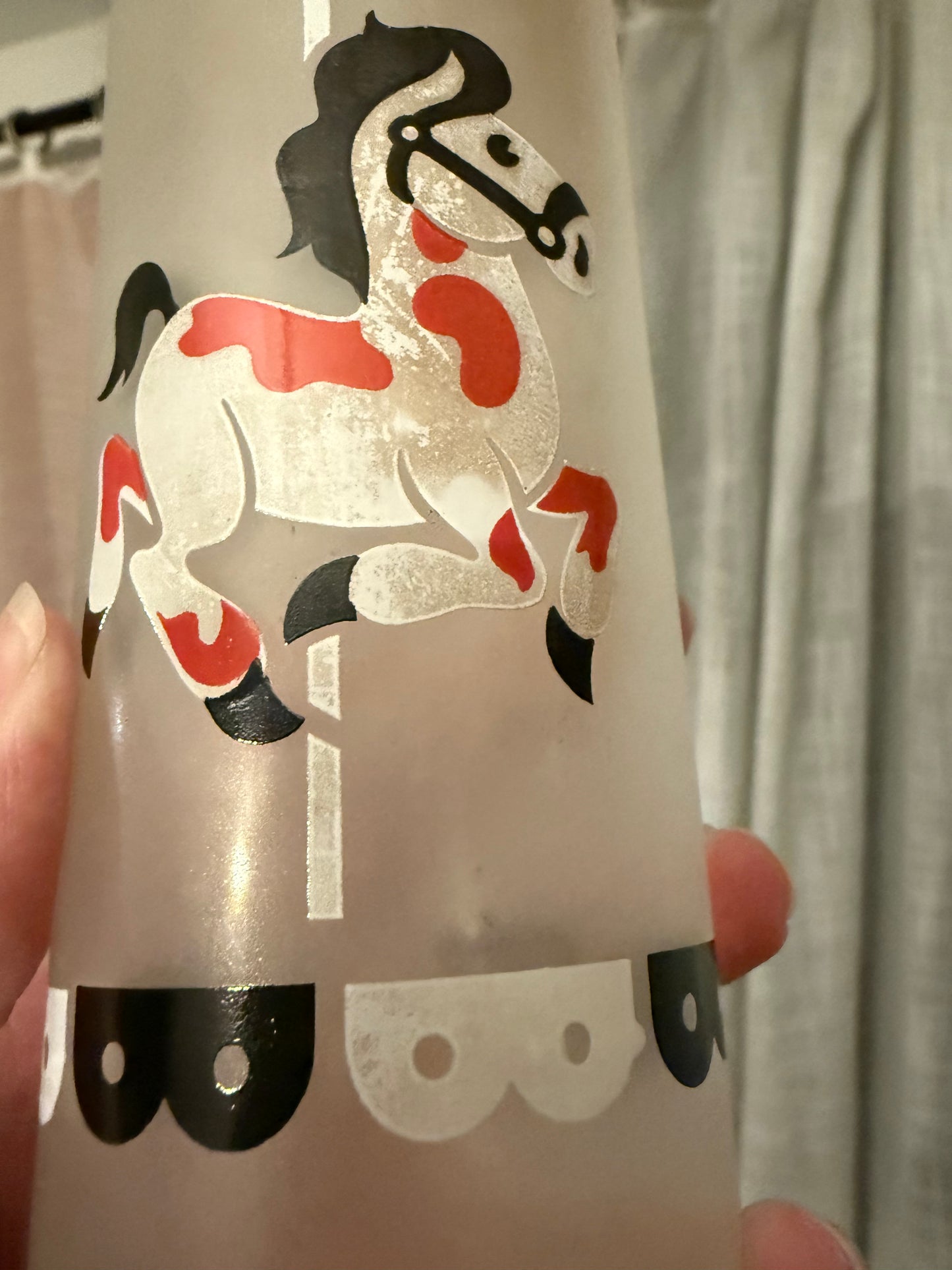 Libbey Everyday Crystal Set Of 8 Merry Go Round Hostess Set Animal Glasses 1950's in box (OTTV 2214) priced as in box set