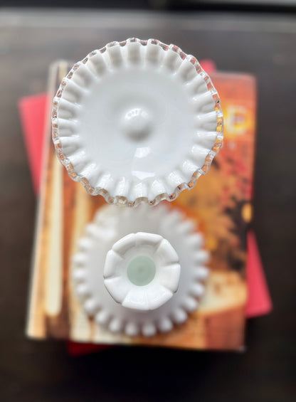 PAIR Fenton Silver Crest candle holders