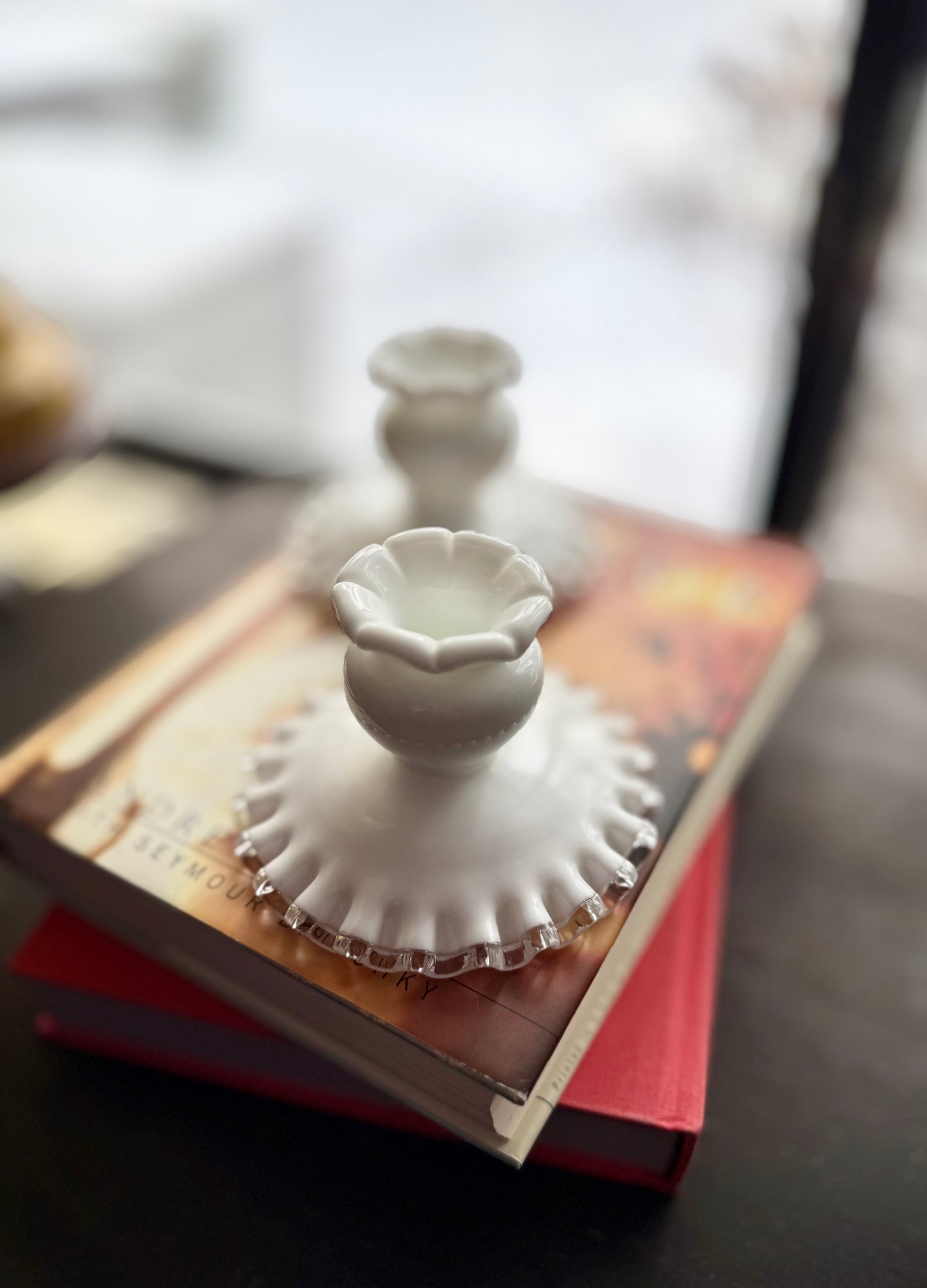 PAIR Fenton Silver Crest candle holders