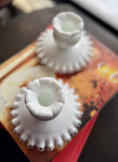 PAIR Fenton Silver Crest candle holders