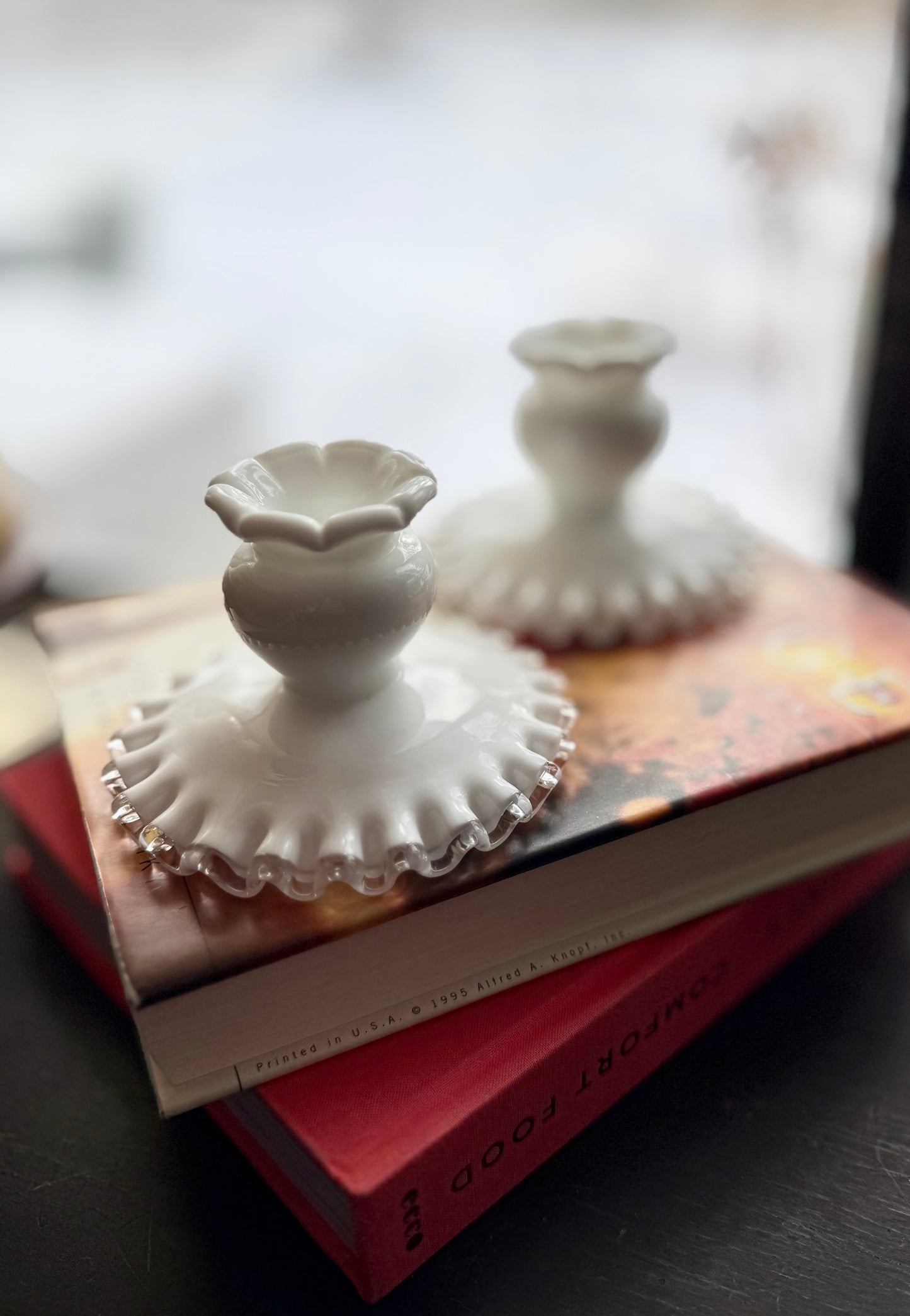 PAIR Fenton Silver Crest candle holders