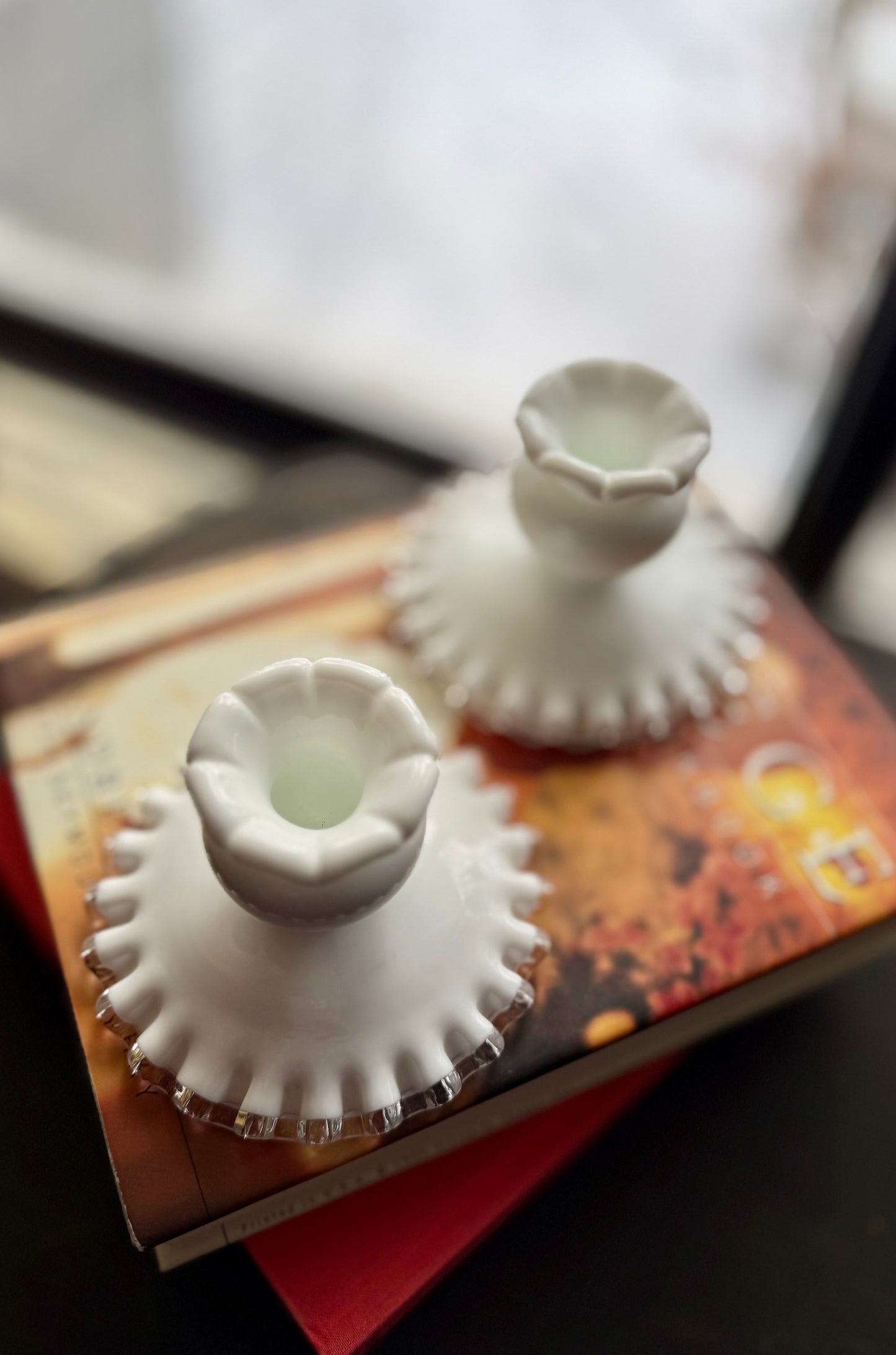 PAIR Fenton Silver Crest candle holders