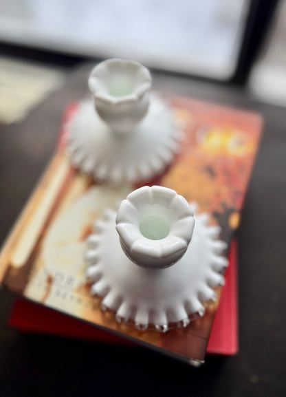 PAIR Fenton Silver Crest candle holders