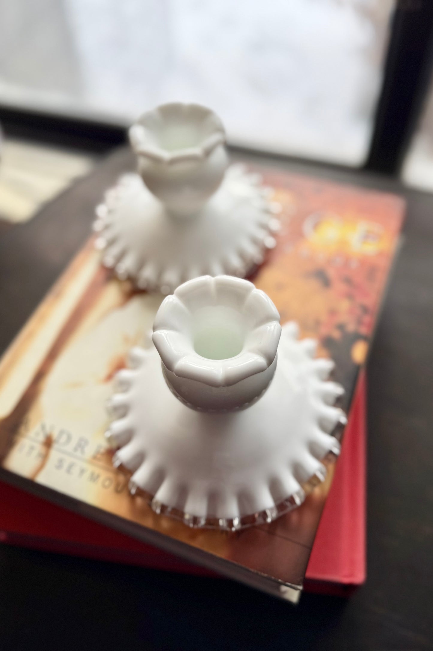 PAIR Fenton Silver Crest candle holders