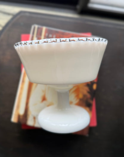 Fenton Silver Crest lidded large pedestal candy dish with pointed finial 10"