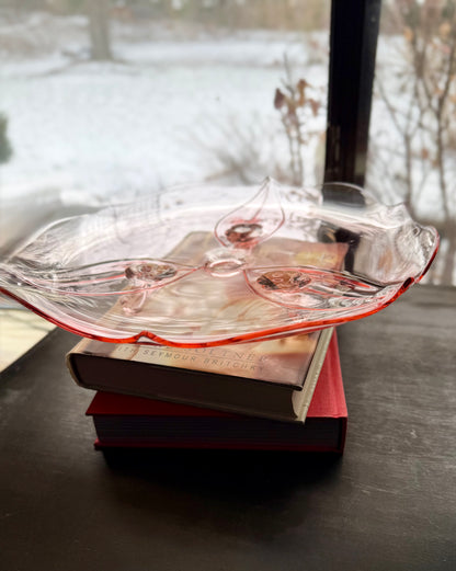 Lancaster Pink 3 toed large platter/cake plate circa 1930