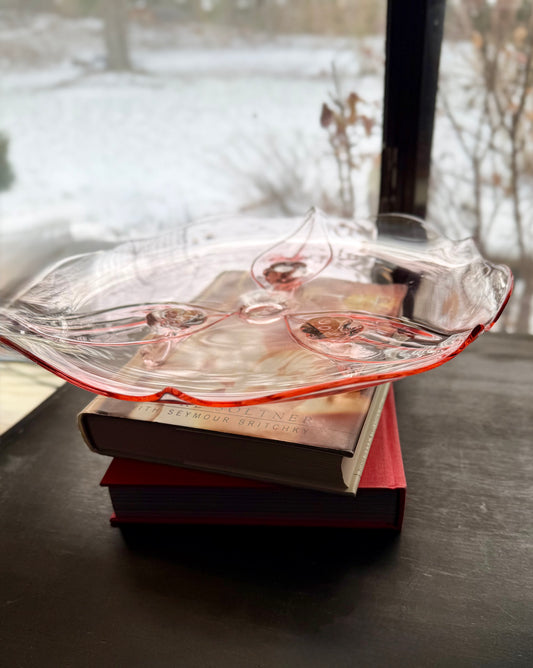 Lancaster Pink 3 toed large platter/cake plate circa 1930