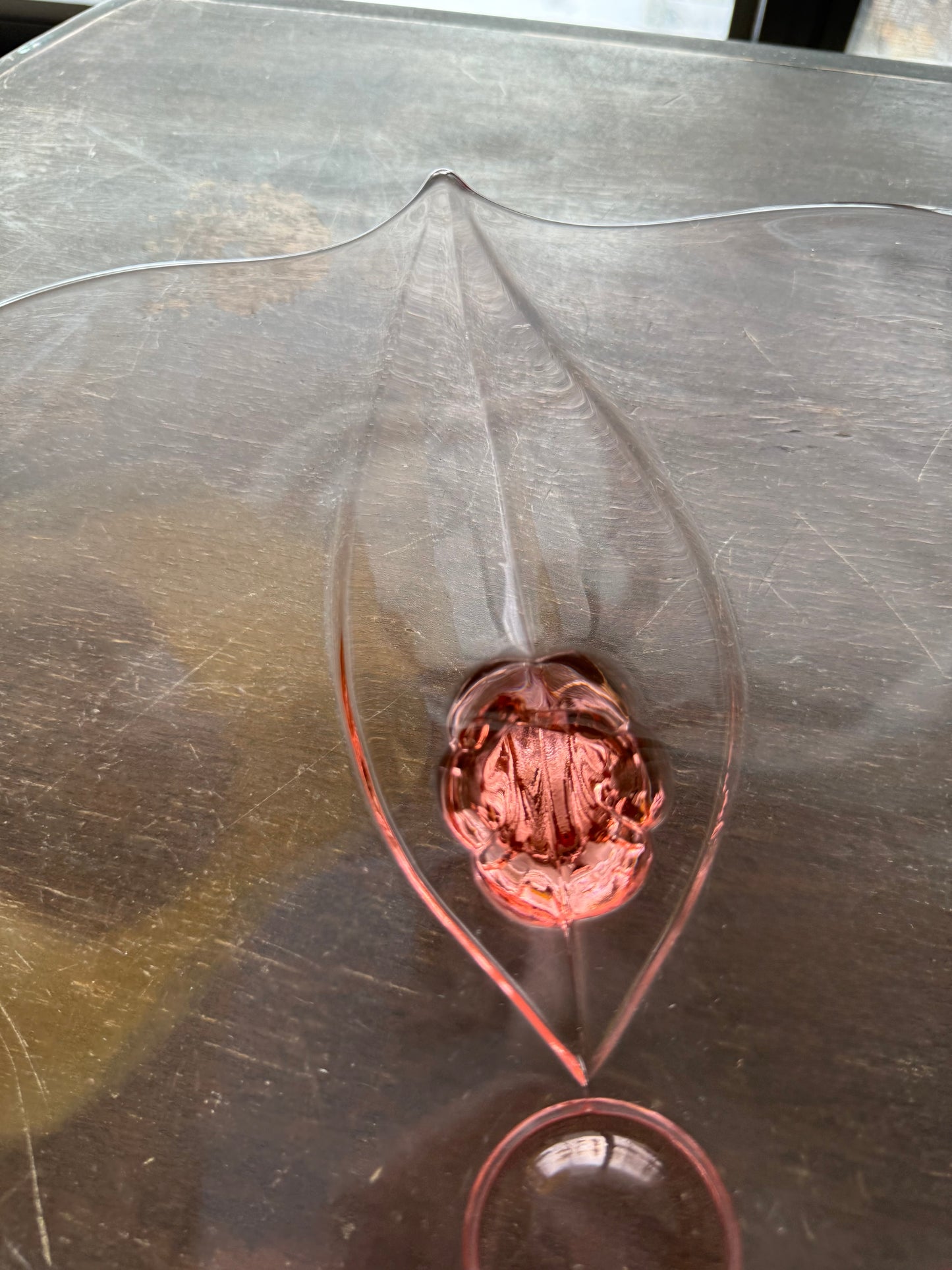 Lancaster Pink 3 toed large platter/cake plate circa 1930