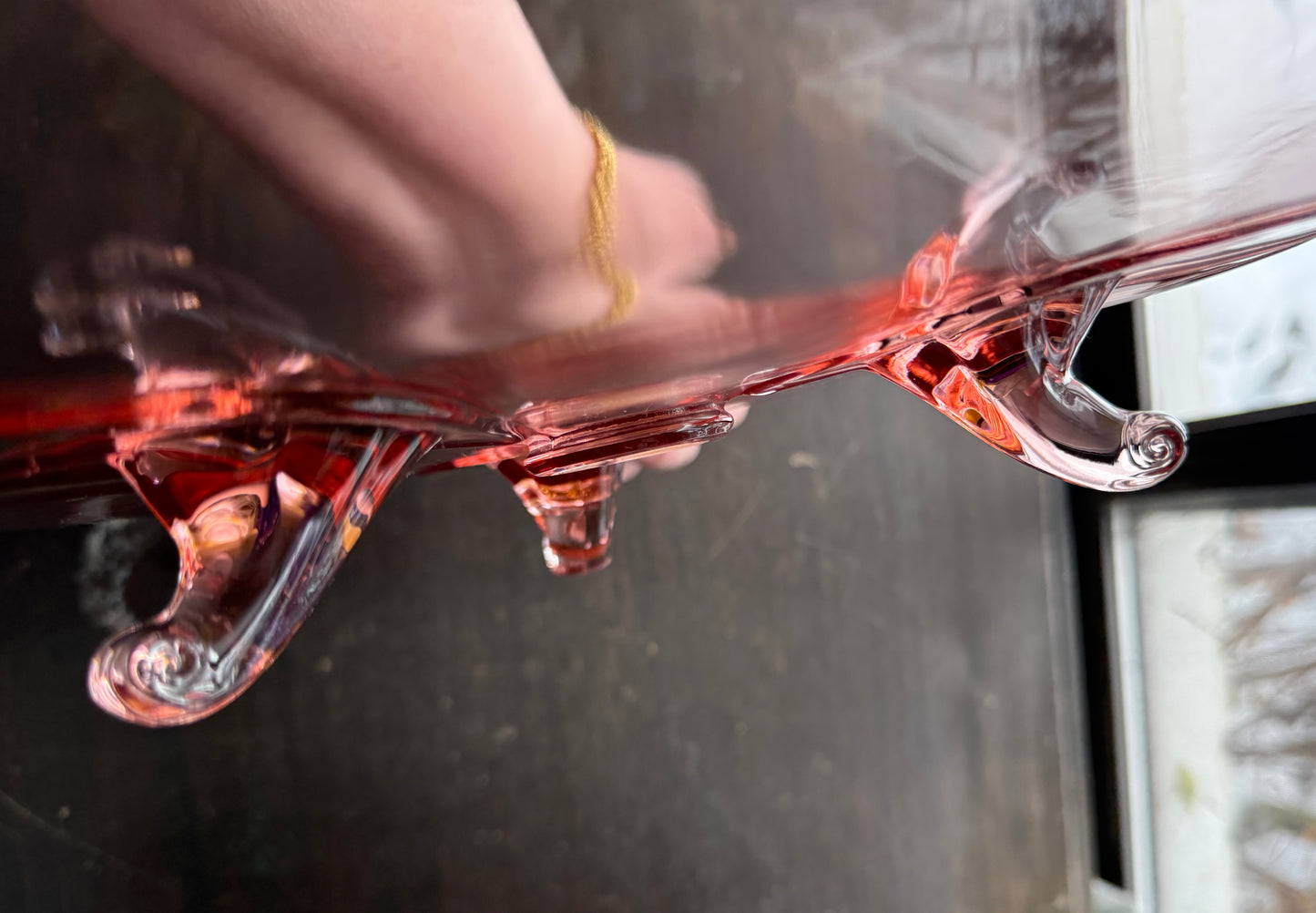 Lancaster Pink 3 toed large platter/cake plate circa 1930
