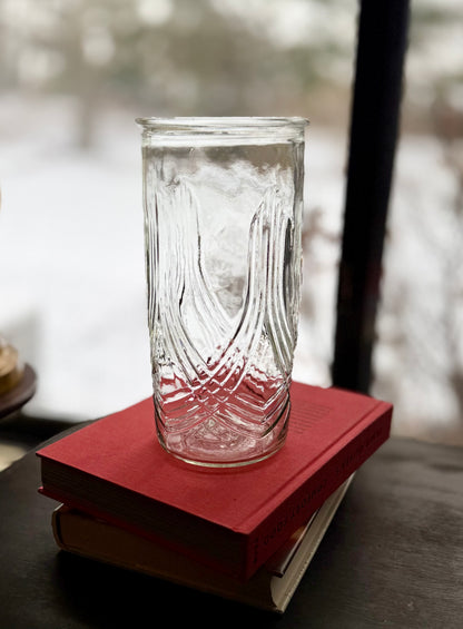 Hoosier Draped Clear Glass Vase 9.5" tall
