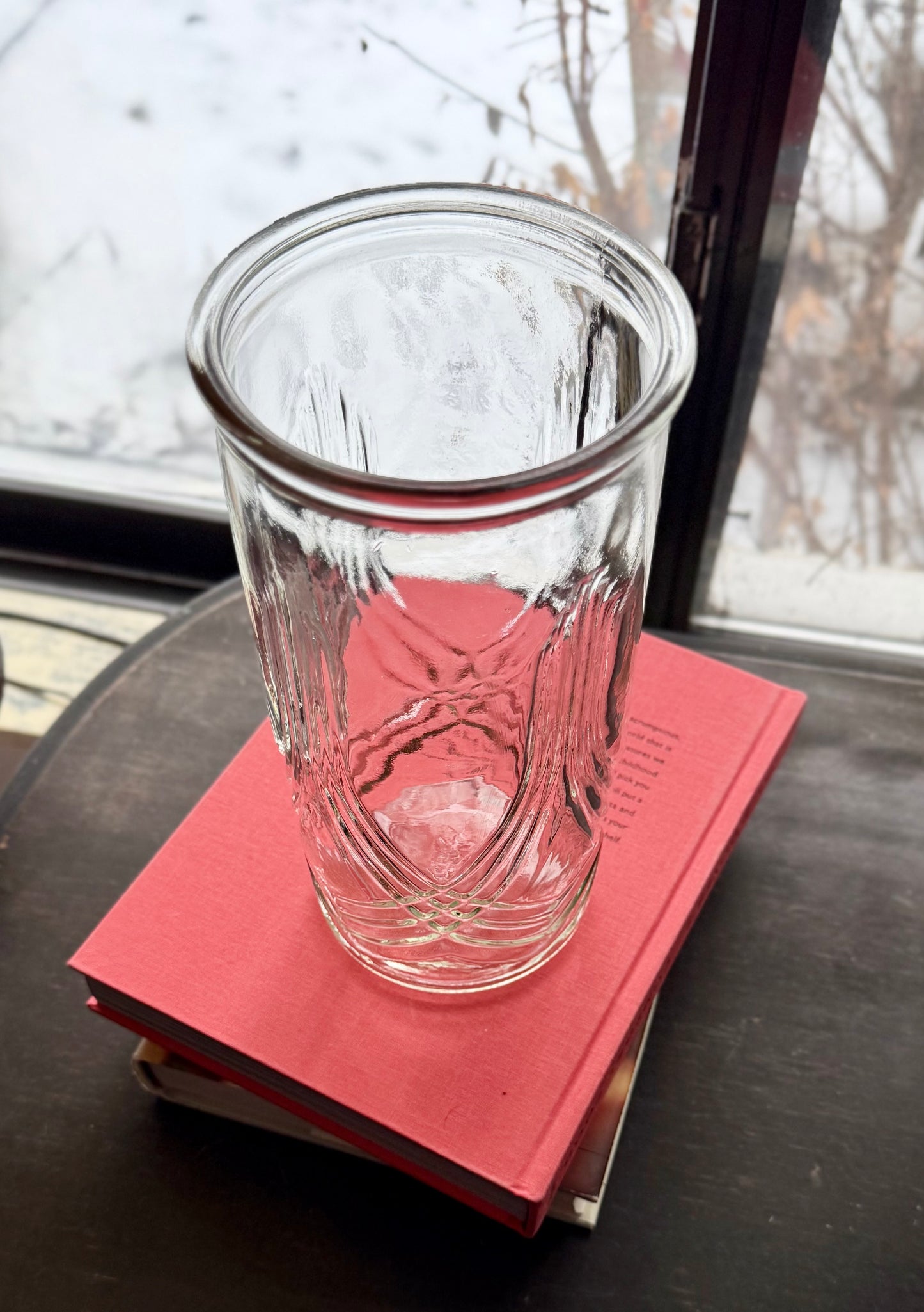 Hoosier Draped Clear Glass Vase 9.5" tall