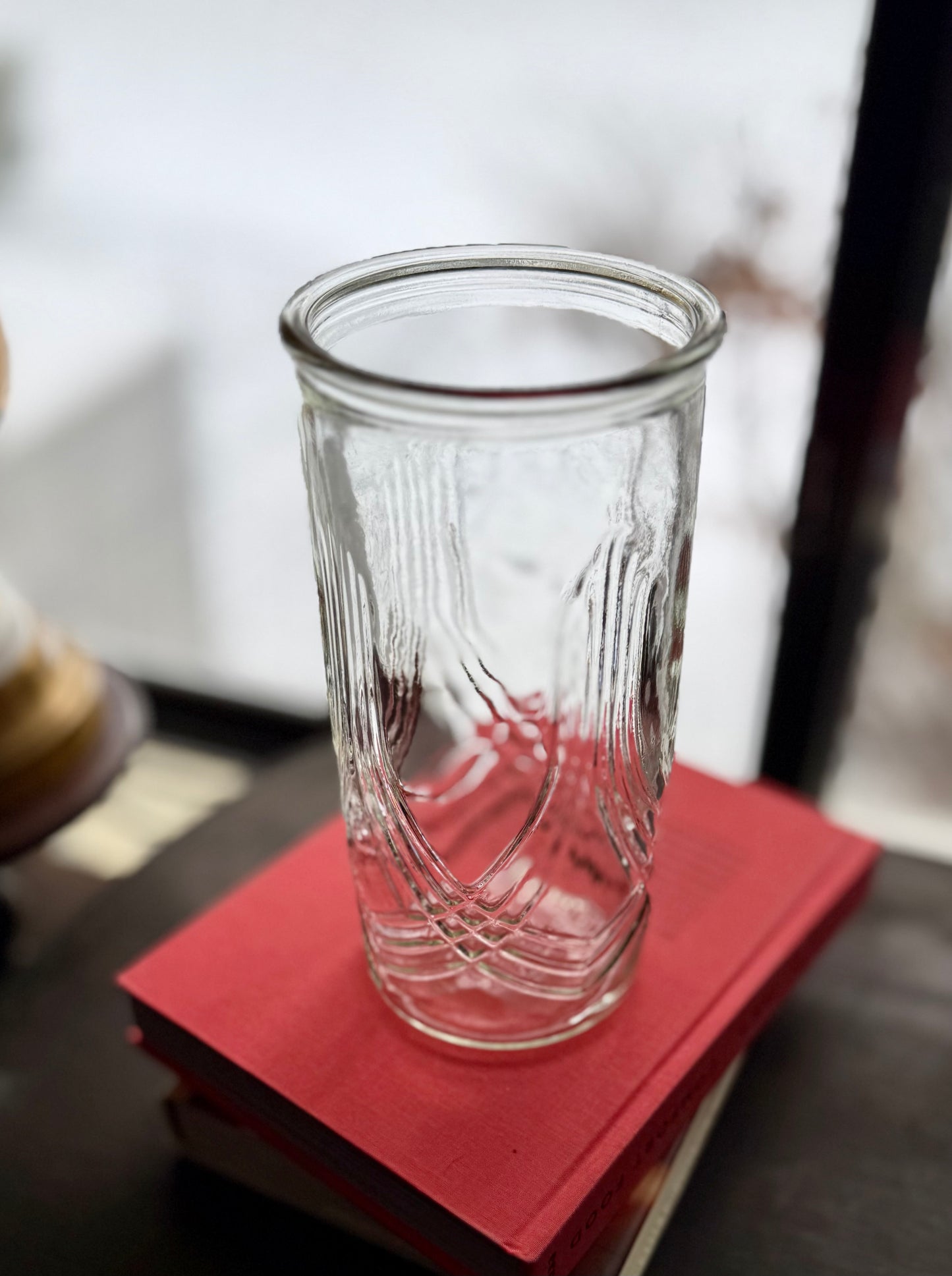 Hoosier Draped Clear Glass Vase 9.5" tall