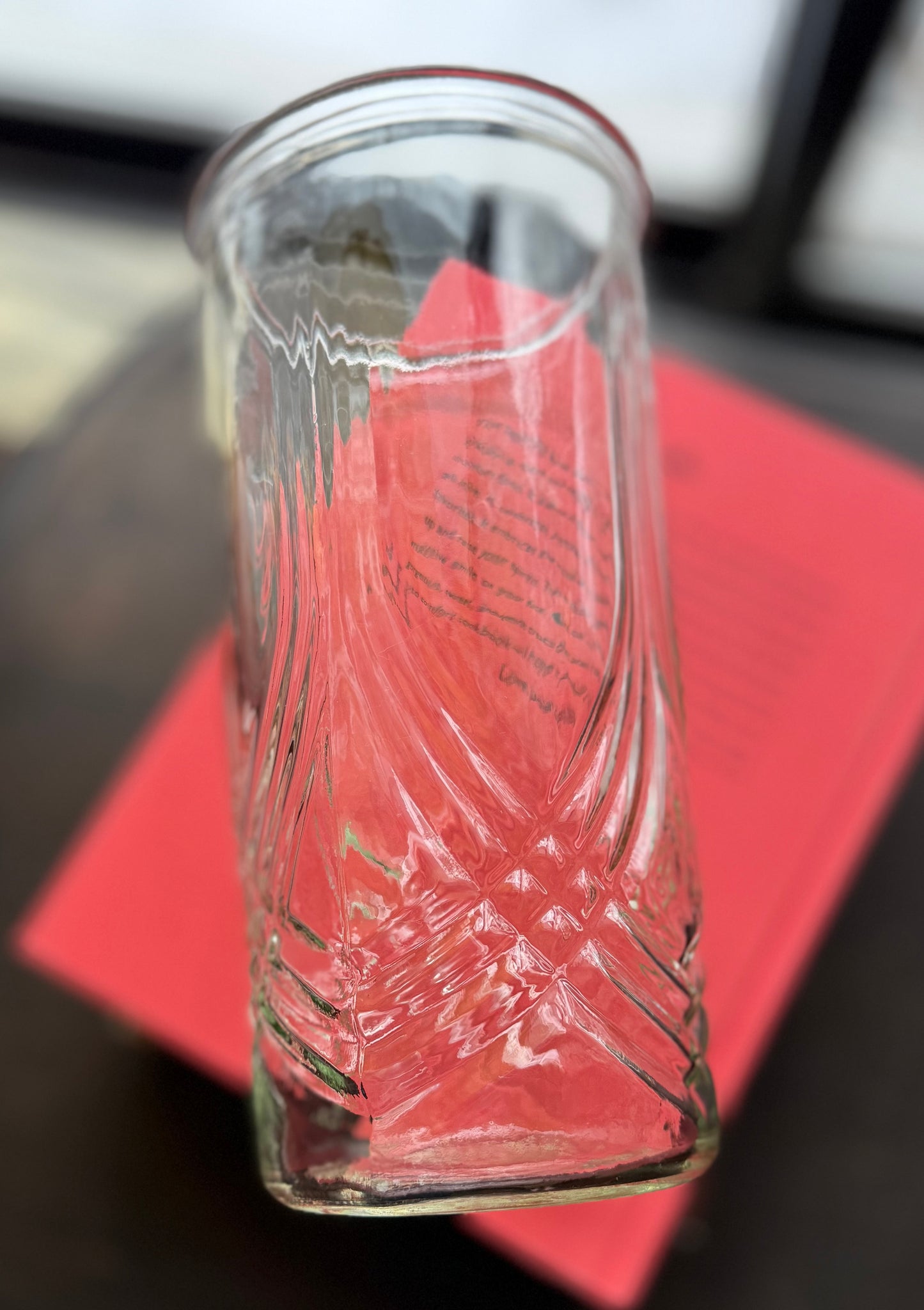 Hoosier Draped Clear Glass Vase 9.5" tall