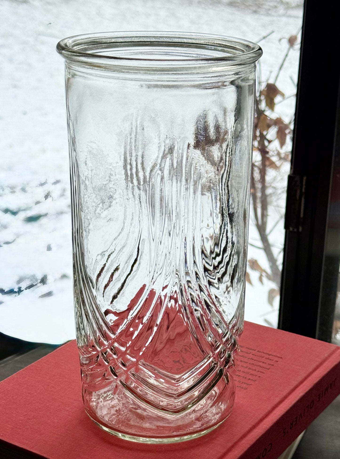 Hoosier Draped Clear Glass Vase 9.5" tall
