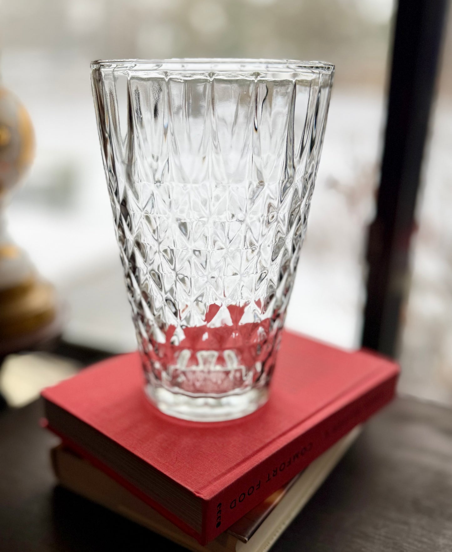 Art Deco Pressed Glass 10" Large Vase