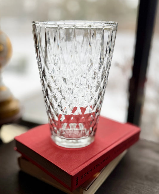 Art Deco Pressed Glass 10" Large Vase