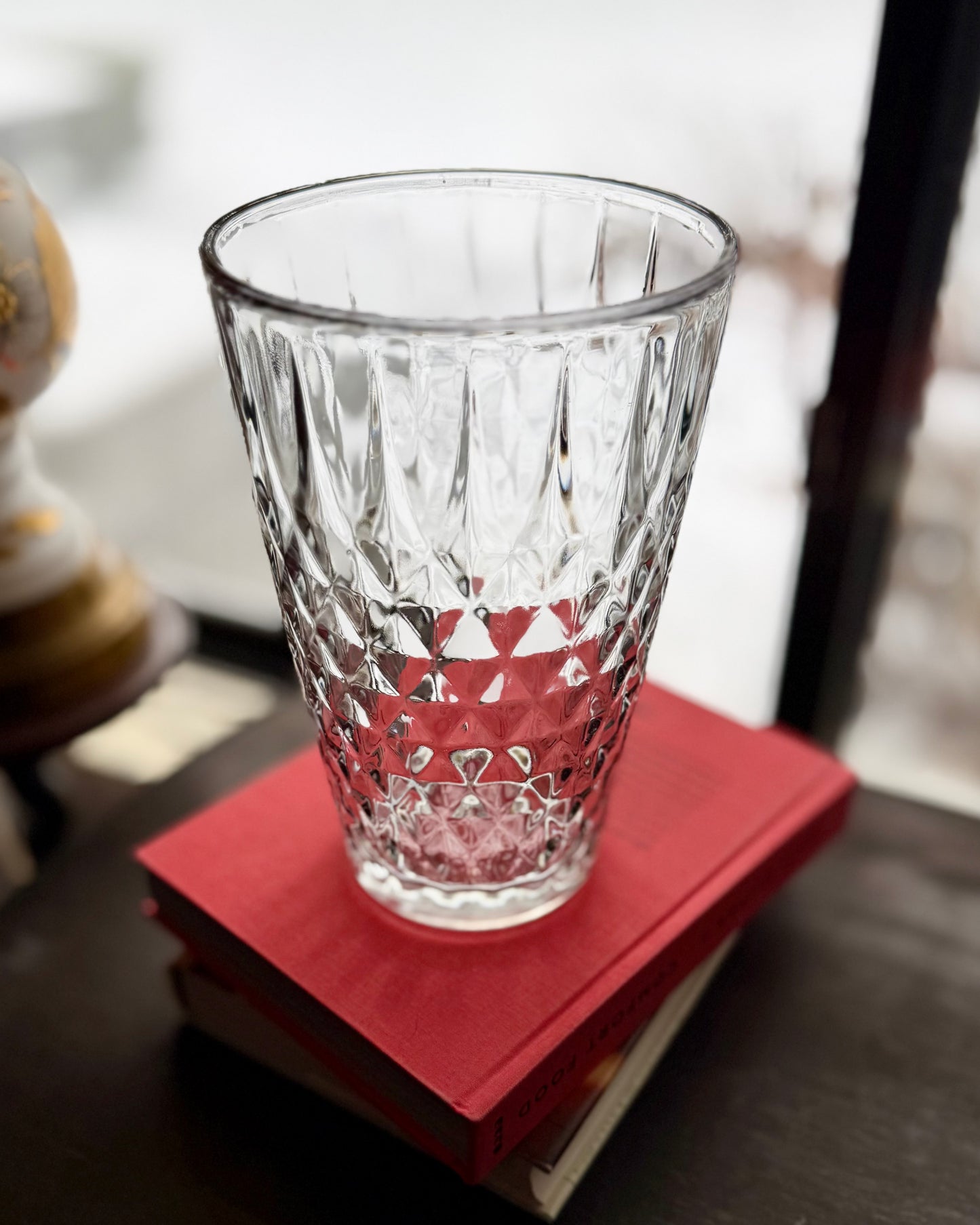 Art Deco Pressed Glass 10" Large Vase