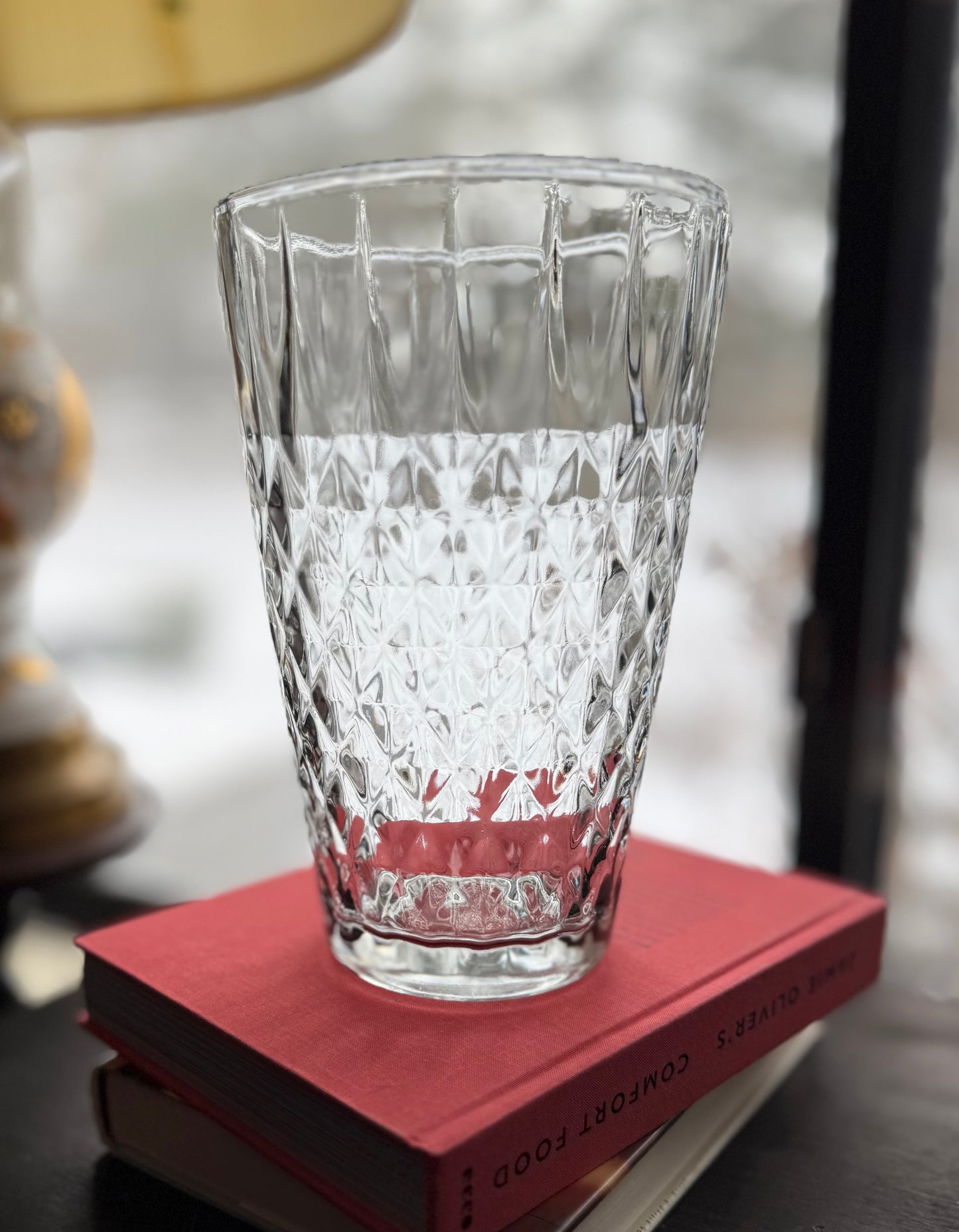 Art Deco Pressed Glass 10" Large Vase