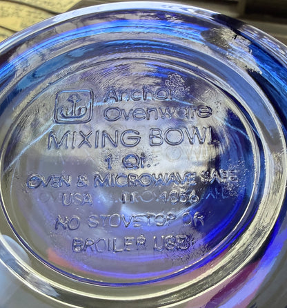 Anchor Hocking Cobalt Blue nesting mixing bowl set 3 bowls