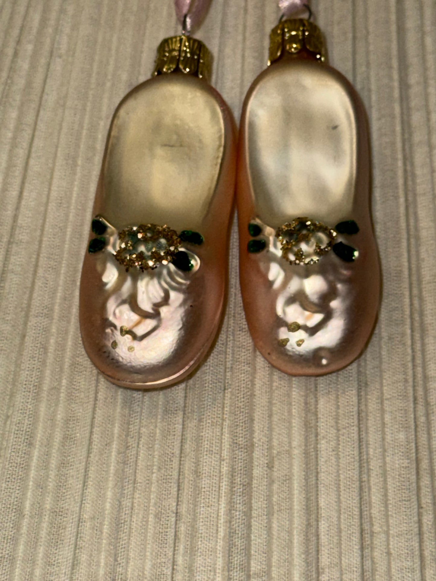 Blown Glass Ballerina Slipper ornament (2 available)