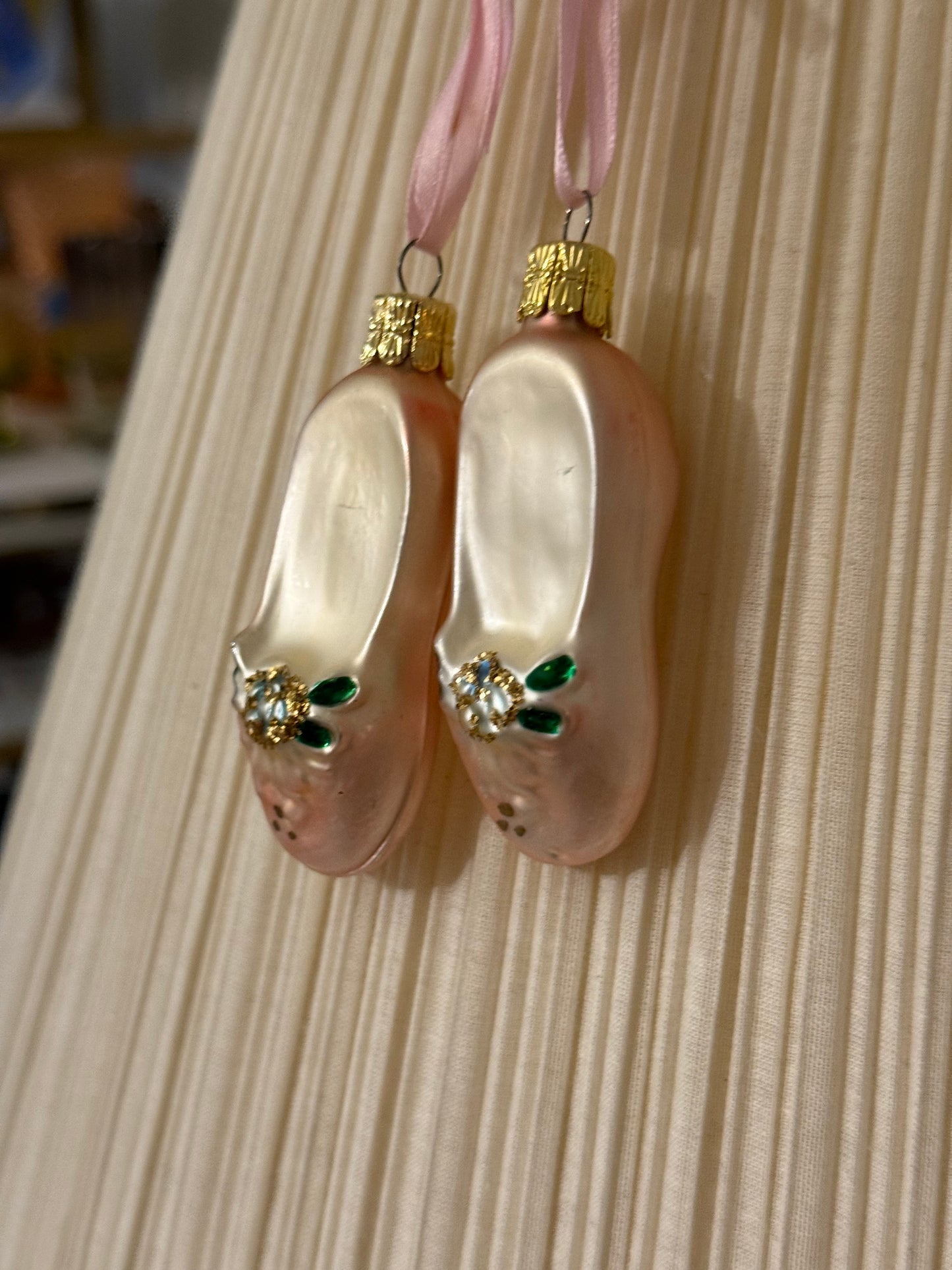 Blown Glass Ballerina Slipper ornament (2 available)