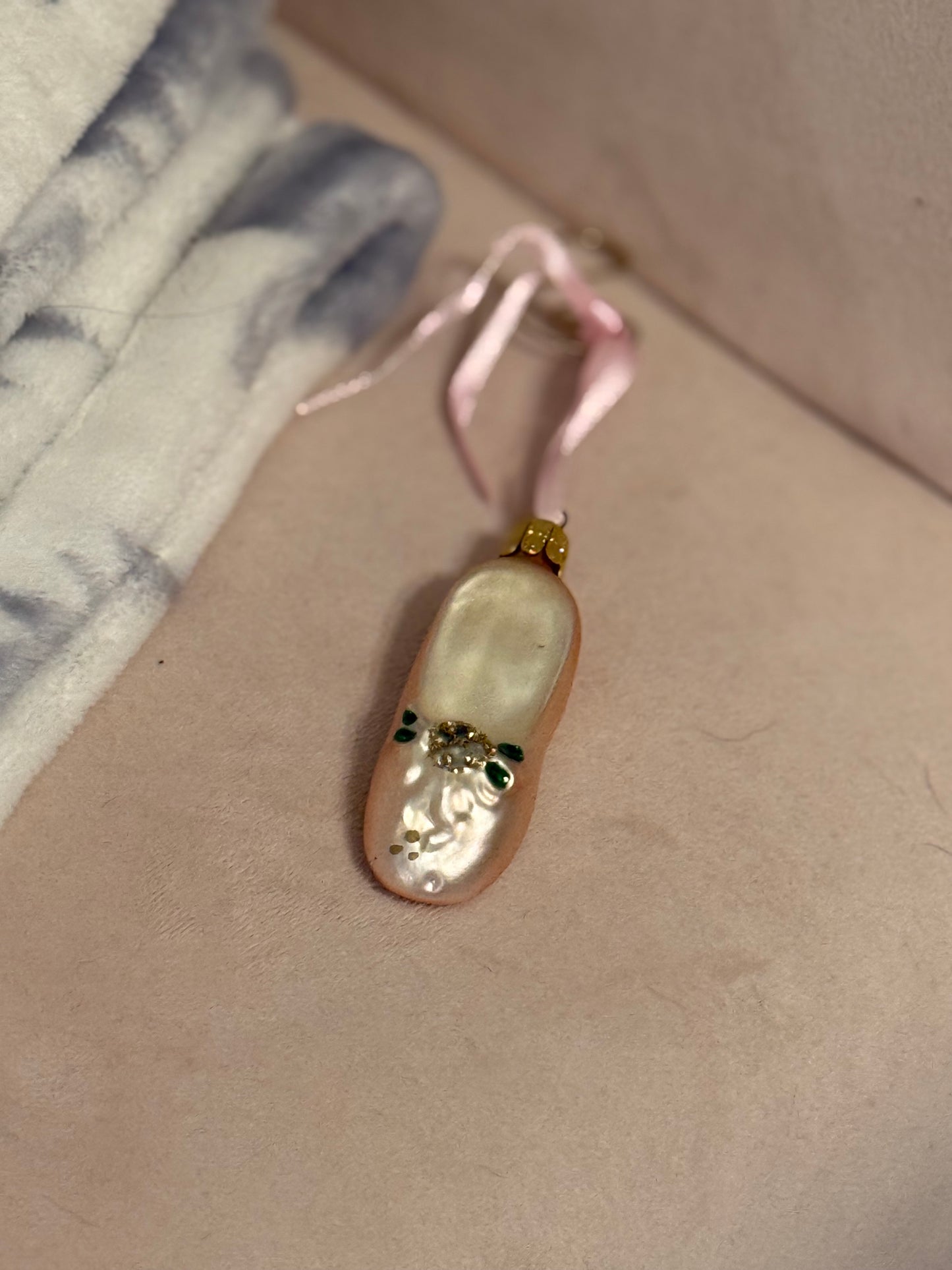 Blown Glass Ballerina Slipper ornament (2 available)