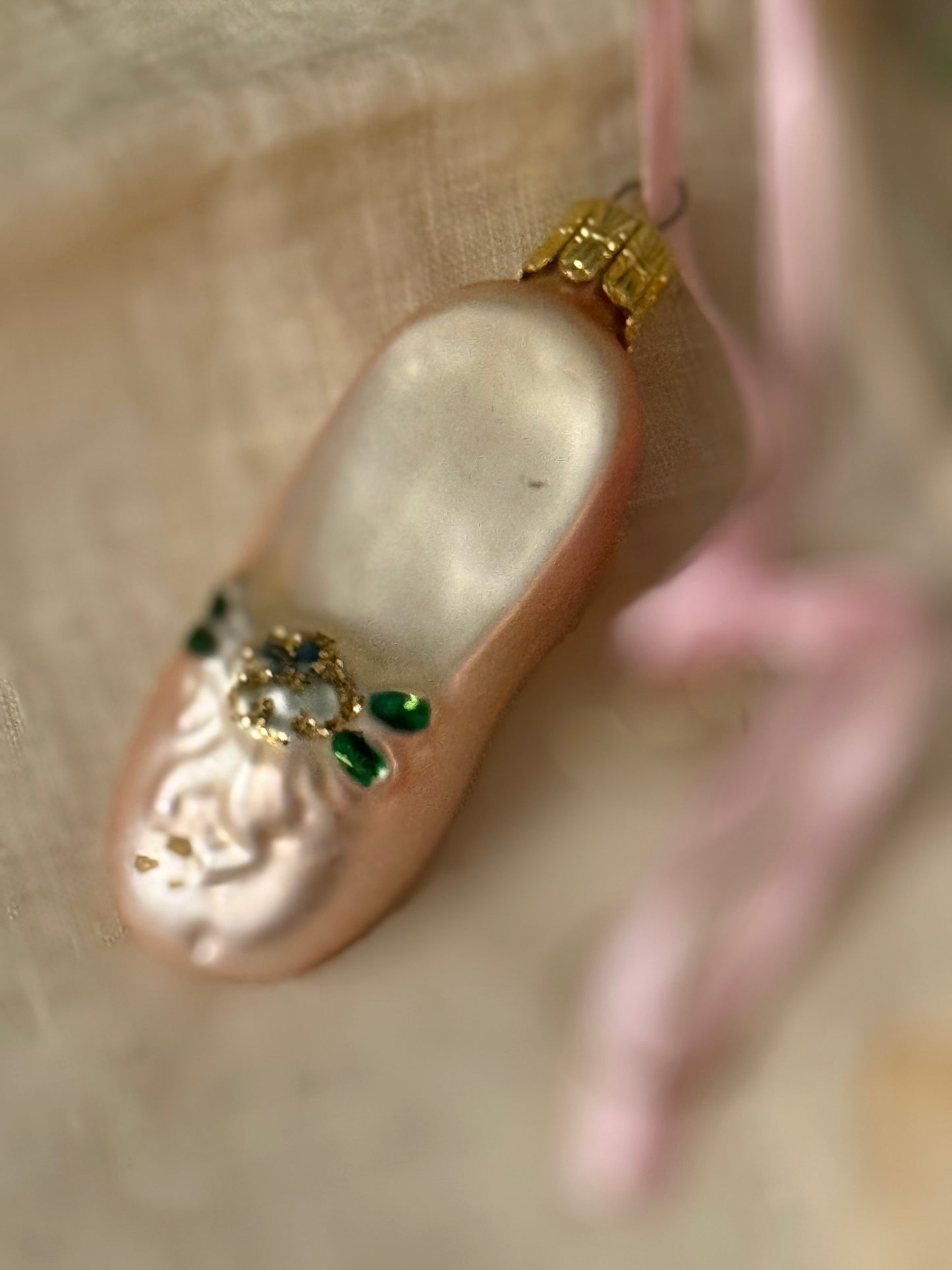 Blown Glass Ballerina Slipper ornament (2 available)
