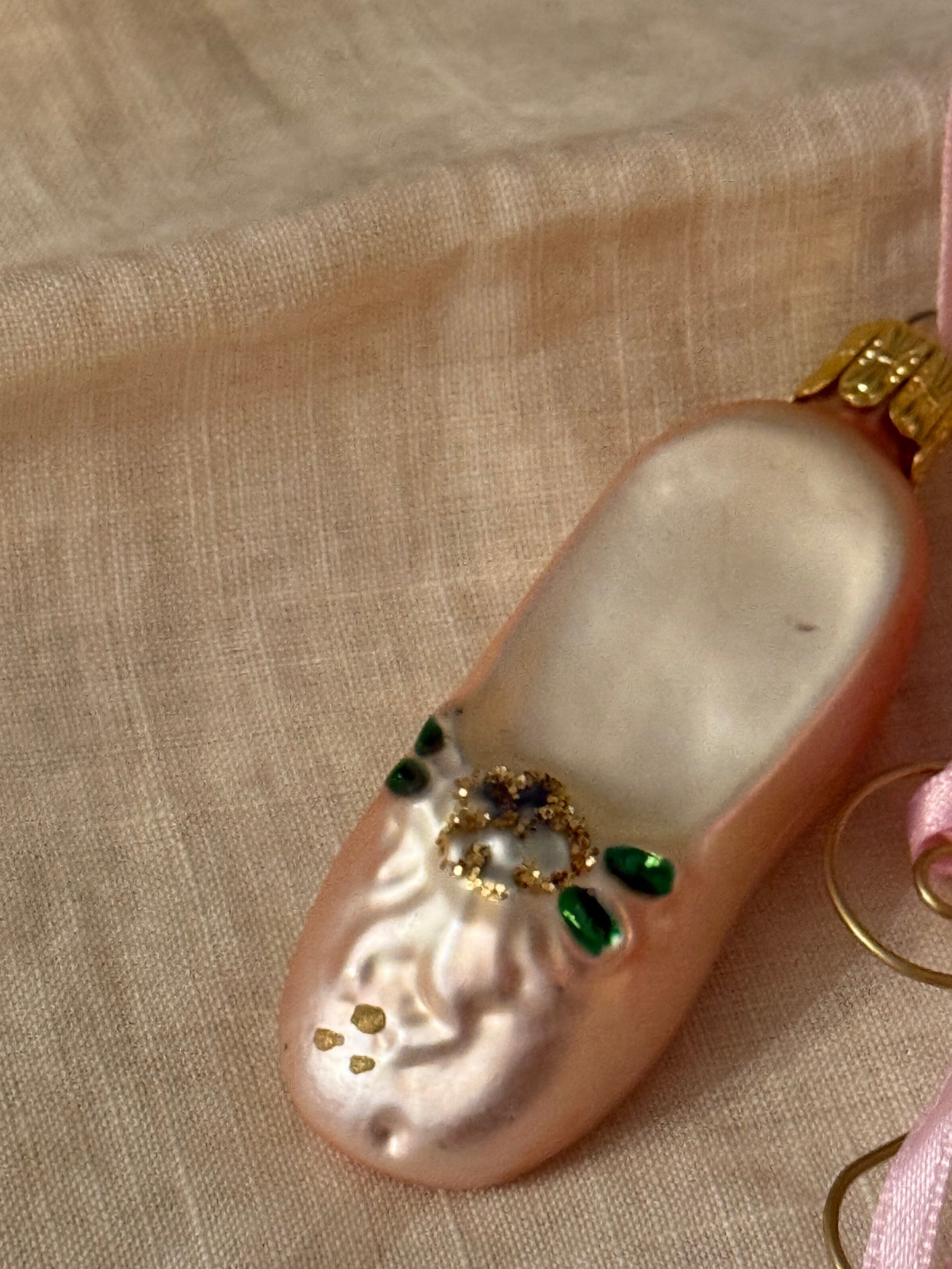 Blown Glass Ballerina Slipper ornament (2 available)