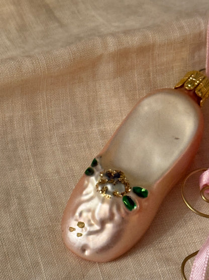 Blown Glass Ballerina Slipper ornament (2 available)