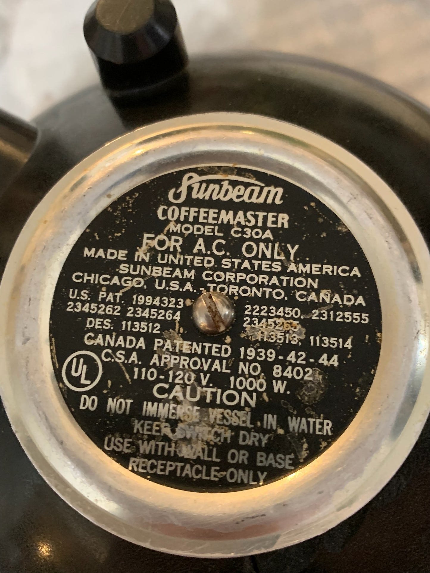 Sunbeam coffeemaster C30A double bubble percolator coffee (OTTV 2894)
