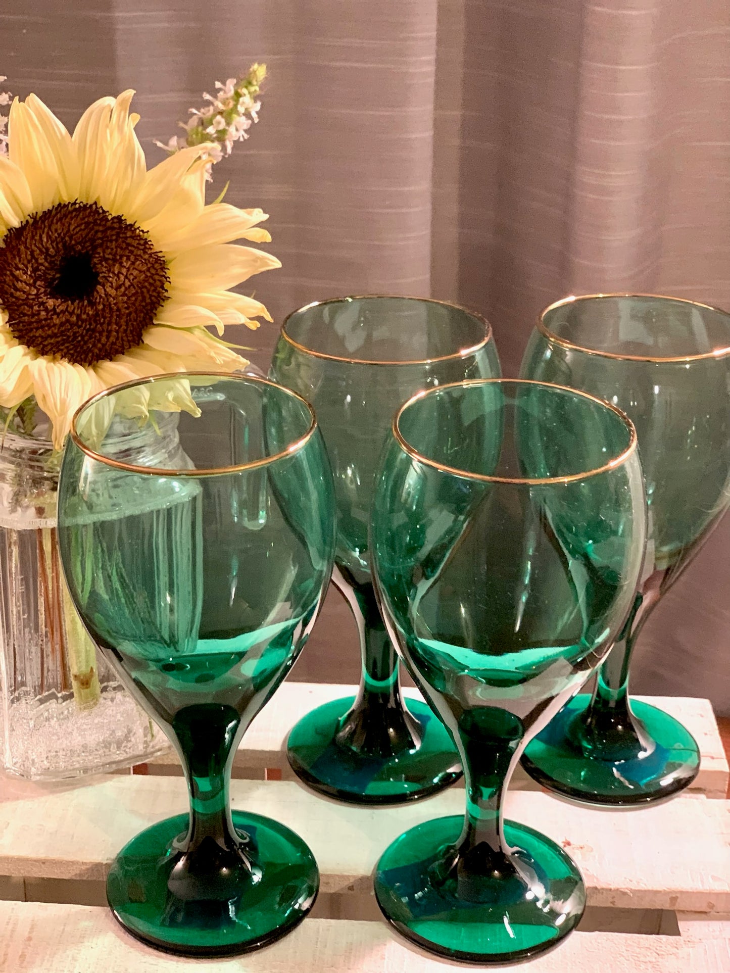 Libbey Green White Wine with Gold Rim (OTTV 2770 1166) priced individually, 8 available