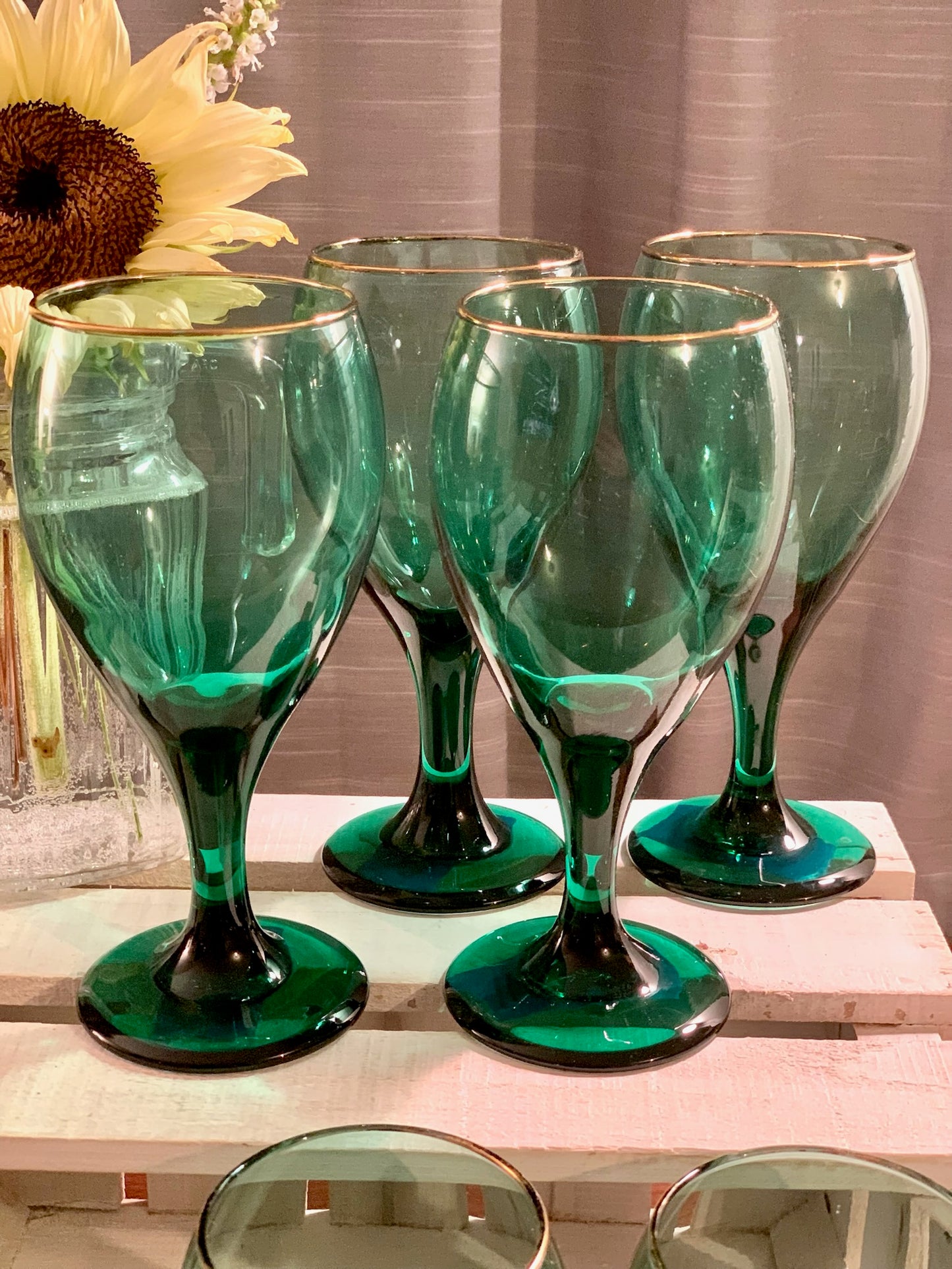 Libbey Green White Wine with Gold Rim (OTTV 2770 1166) priced individually, 8 available