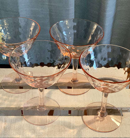 Elegant pink champagne coupes glasses PAIR (OTTV 1430)
