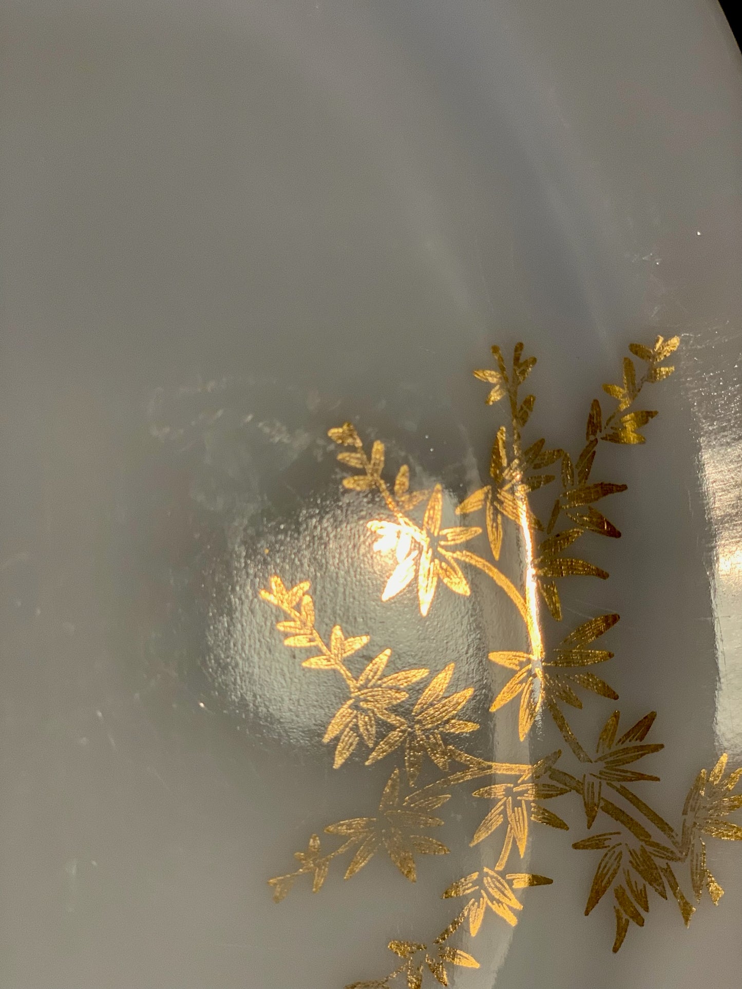 Federal Glass Bamboo Milk Glass Gold Serving Platter (OTTV 1877)