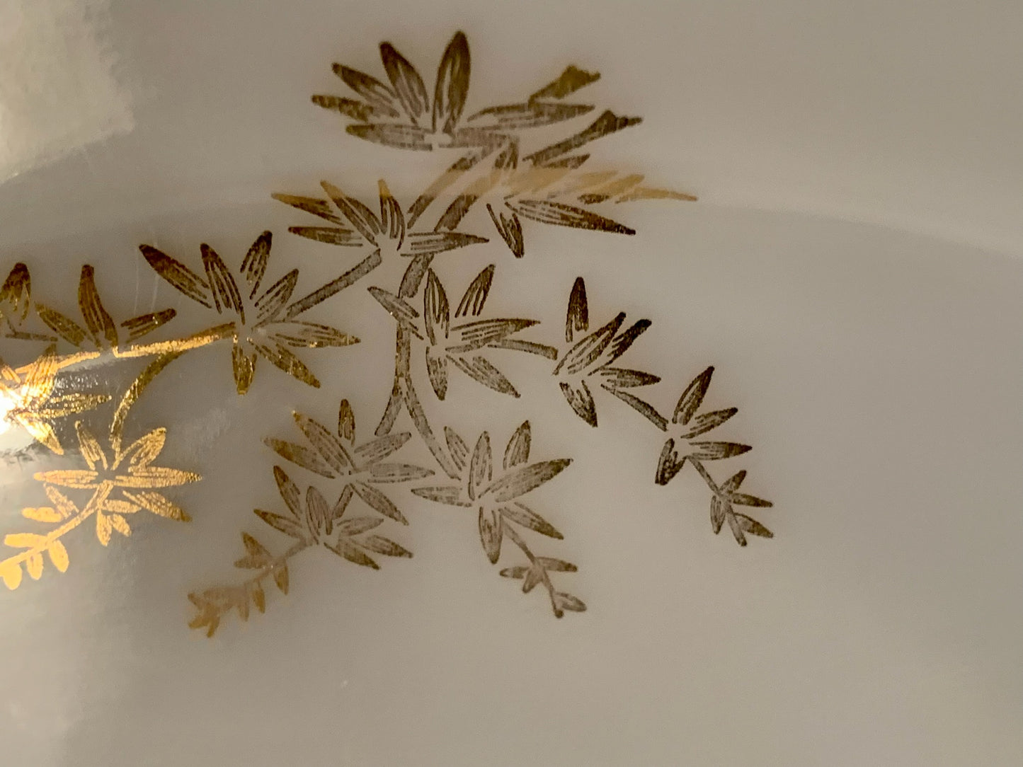 Federal Glass Bamboo Milk Glass Gold Serving Platter (OTTV 1877)