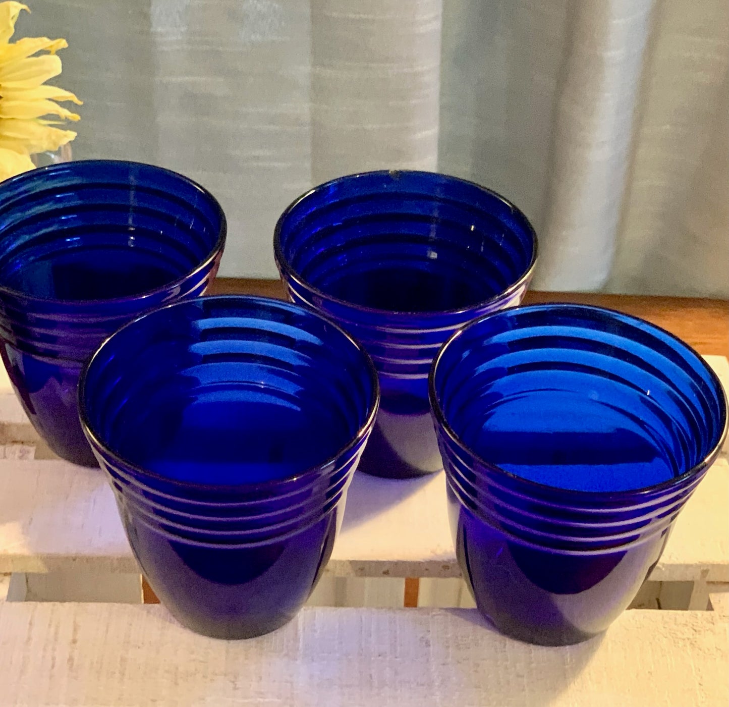 Sapphire Blue Glass Tumblers sold as set of 4 (OTTV 1868)
