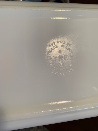 Pyrex Large Friendship Baker Refrigerator Fridgie #503 WITH Lid excellent condition (OTTV 1794) rare misprint on one side