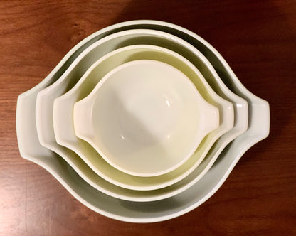 Pyrex Verde Cinderella FULL stack mixing bowls (OTTV 1768) 441, 442, 443, 444, excellent vintage condition