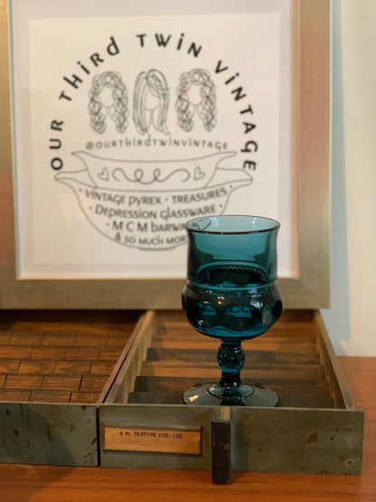 Kings Crown Teal Blue goblets, 2 sizes available, priced individually