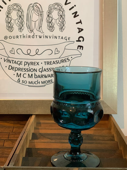 Kings Crown Teal Blue goblets, 2 sizes available, priced individually