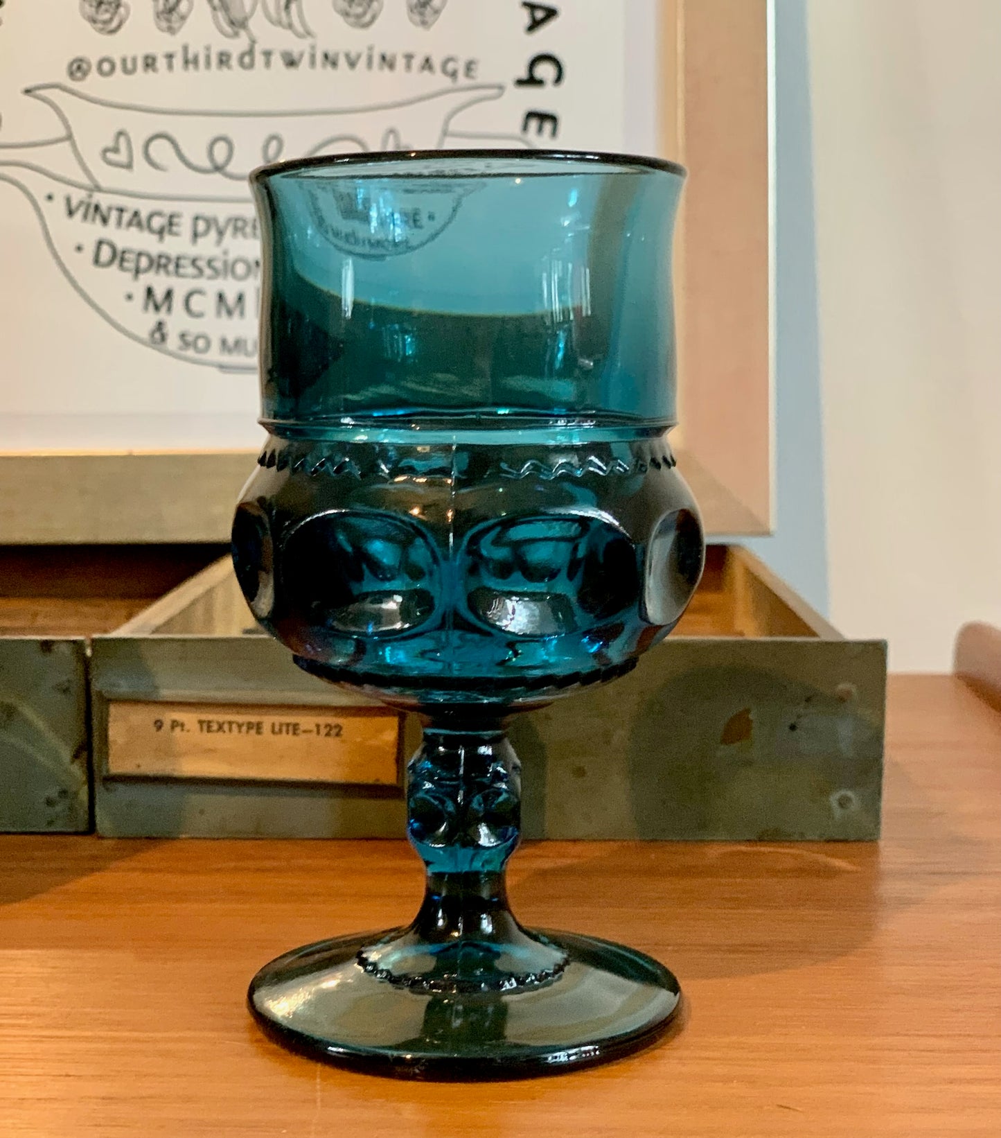 Kings Crown Teal Blue goblets, 2 sizes available, priced individually