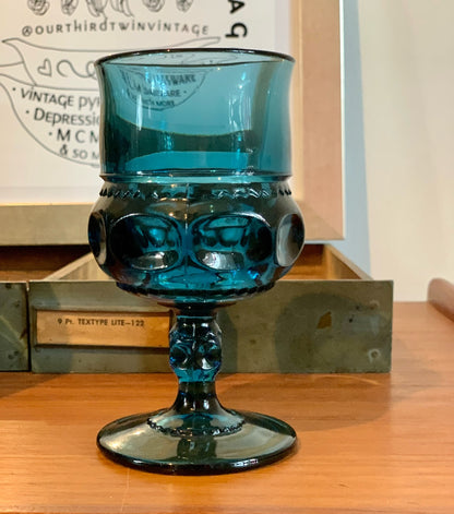 Kings Crown Teal Blue goblets, 2 sizes available, priced individually